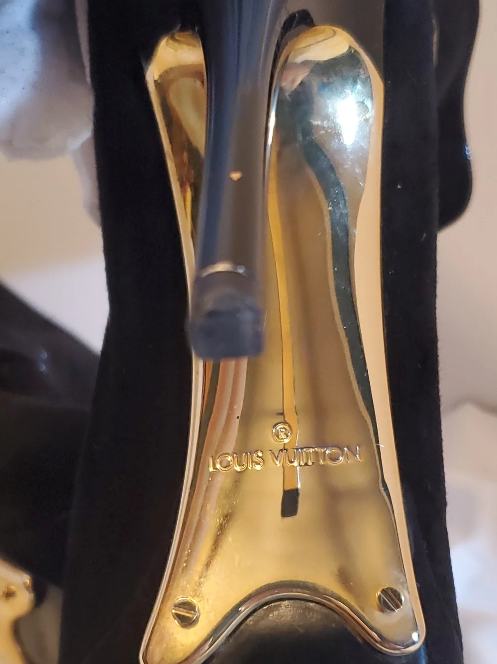 Authentic Louis Vuitton Women's Black Suede Ankle Strap Stiletto Heels Size 38.5 - Picture 10 of 16